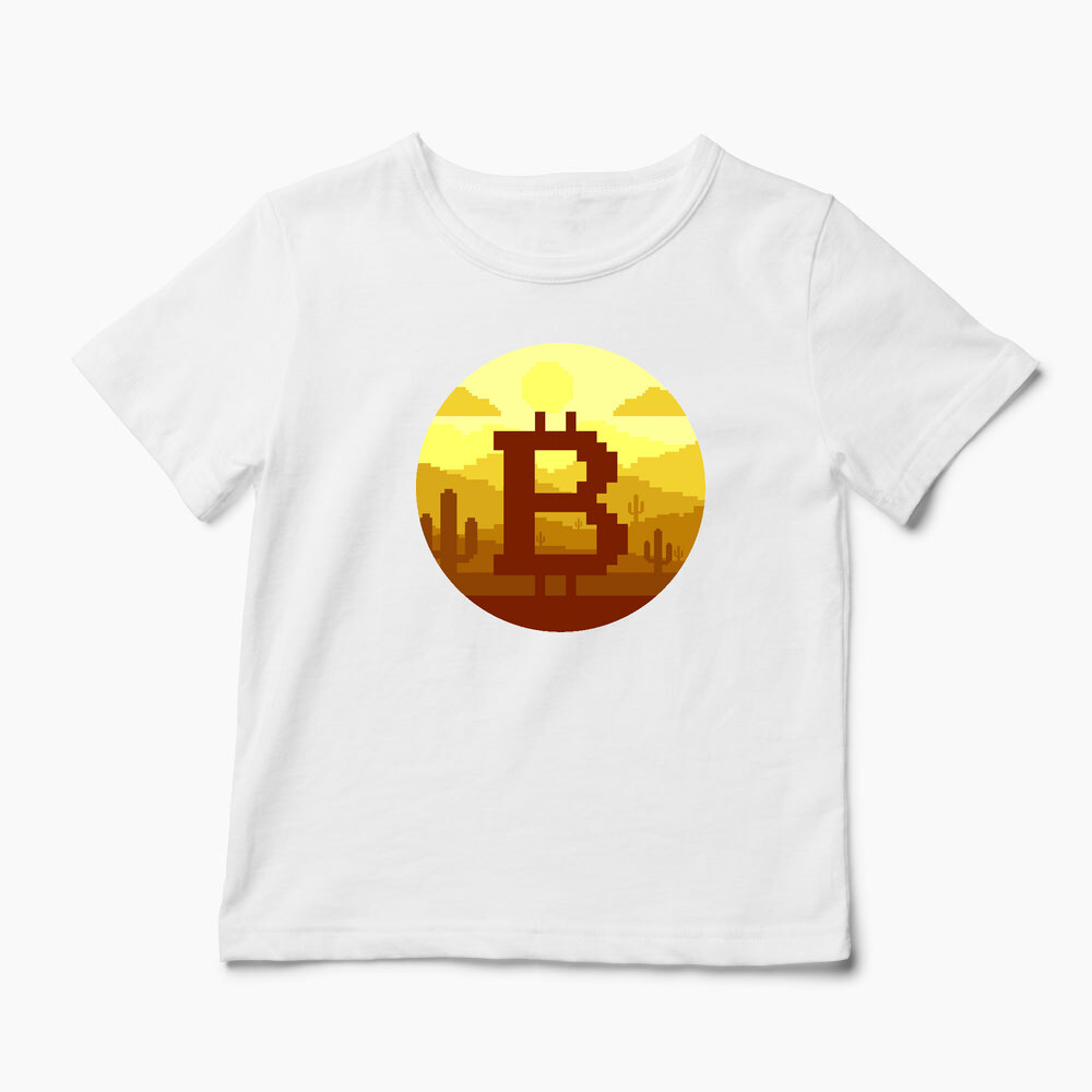 Tricou Personalizat Bitcoin Pixel - Copii-Alb