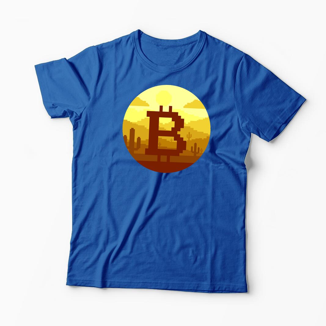 Tricou Personalizat Bitcoin Pixel - Bărbați-Albastru Regal