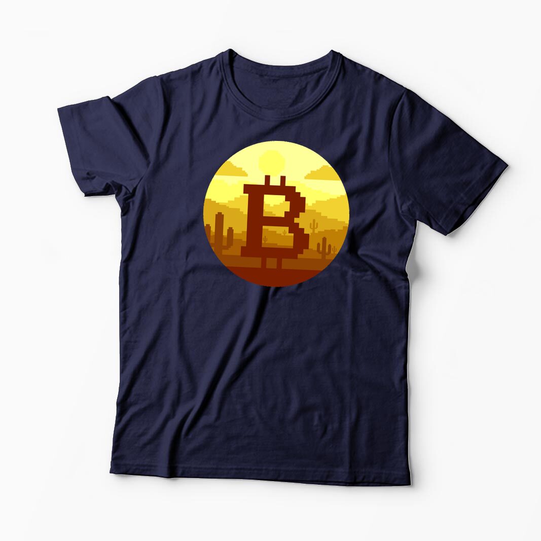 Tricou Personalizat Bitcoin Pixel - Bărbați-Bleumarin