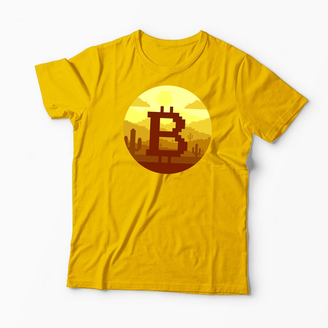 Tricou Personalizat Bitcoin Pixel - Bărbați-Galben