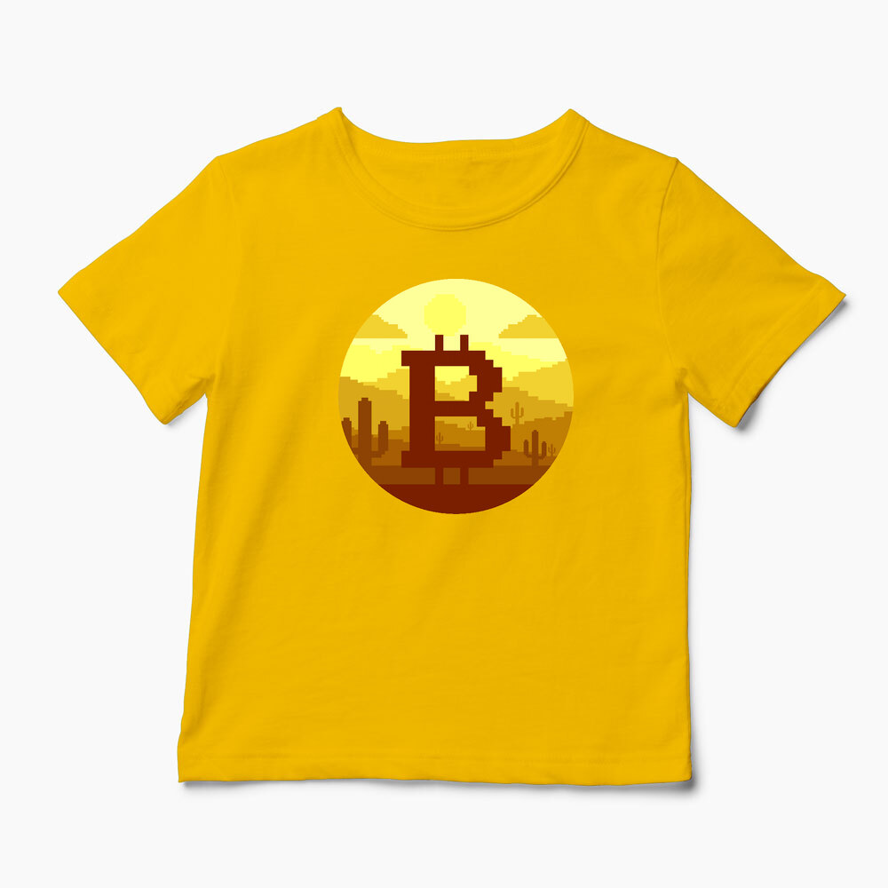 Tricou Personalizat Bitcoin Pixel - Copii-Galben