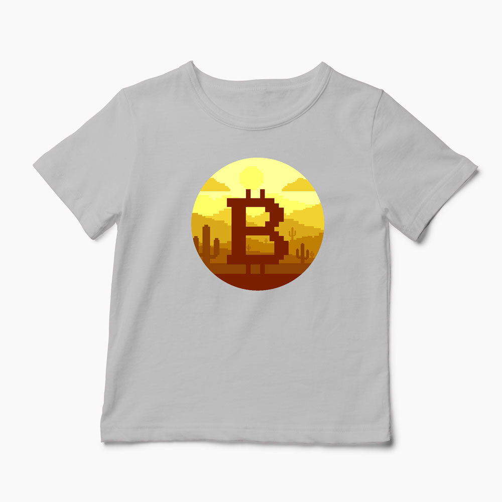 Tricou Personalizat Bitcoin Pixel - Copii-Gri