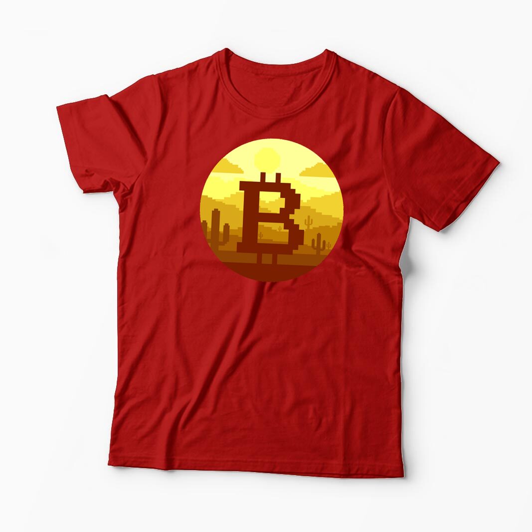 Tricou Personalizat Bitcoin Pixel - Bărbați-Roșu