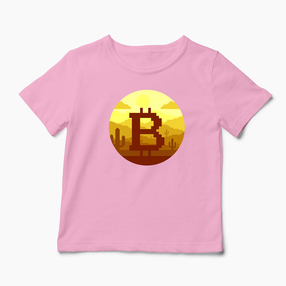 Tricou Personalizat Bitcoin Pixel - Copii-Roz