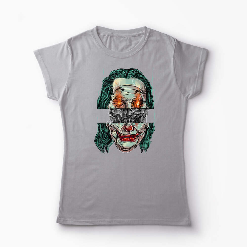 Tricou Personalizat Craniu Joker - Femei-Gri