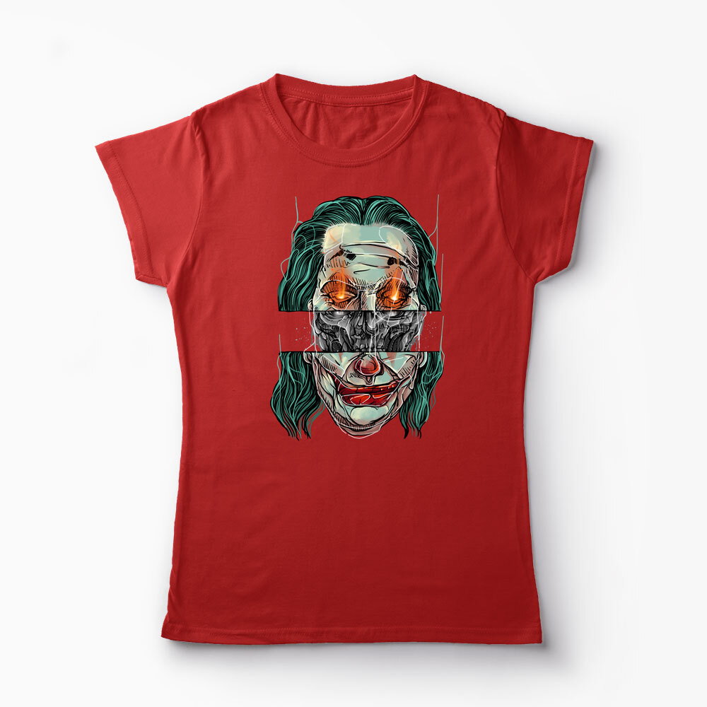 Tricou Personalizat Craniu Joker - Femei-Roșu