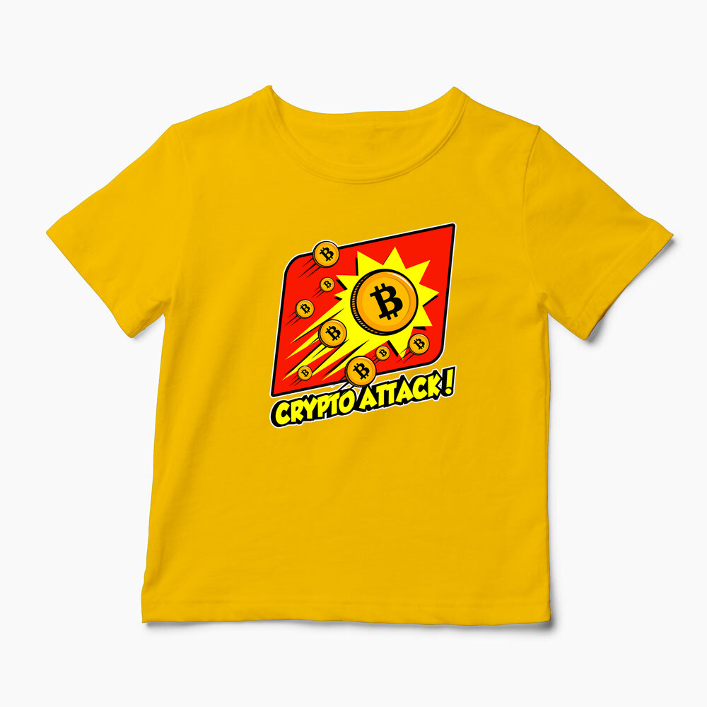 Tricou Personalizat Crypto Attack Bitcoin - Copii-Galben