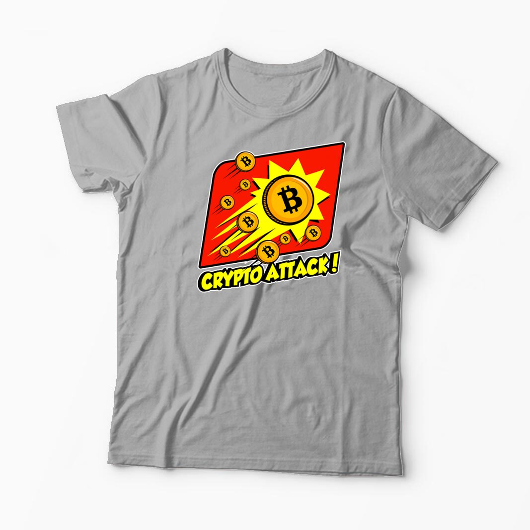 Tricou Personalizat Crypto Attack Bitcoin - Bărbați-Gri