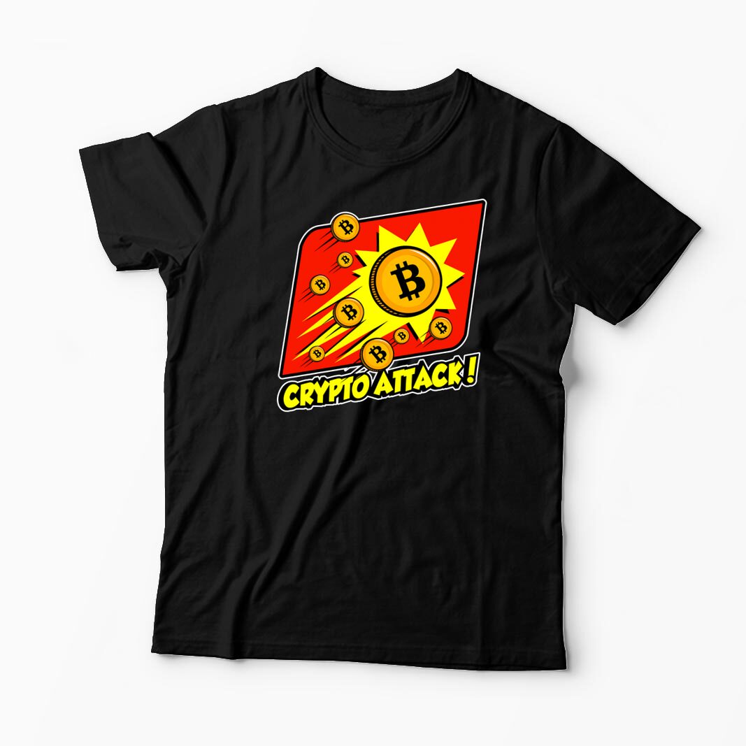 Tricou Personalizat Crypto Attack Bitcoin - Bărbați-Negru