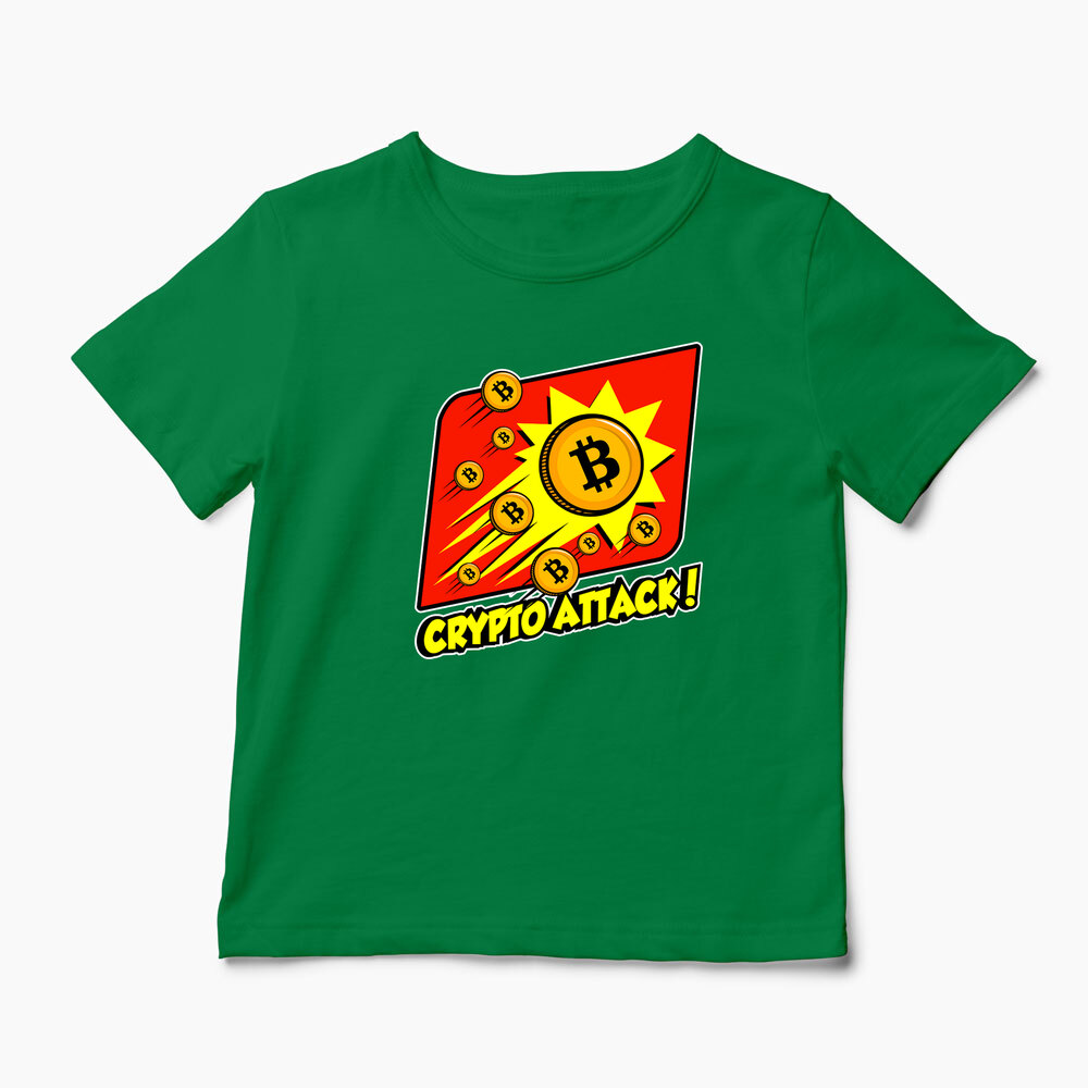 Tricou Personalizat Crypto Attack Bitcoin - Copii-Verde