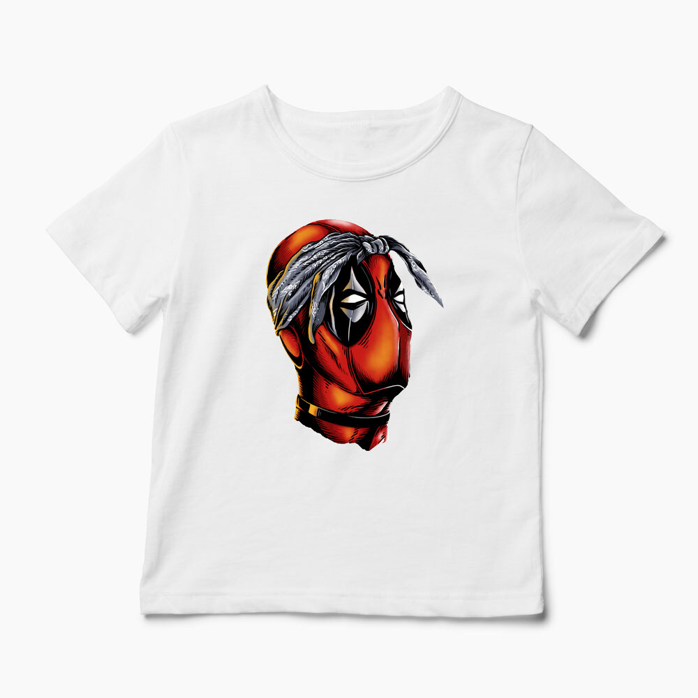 Tricou Personalizat Deadpool Tupac - Copii-Alb