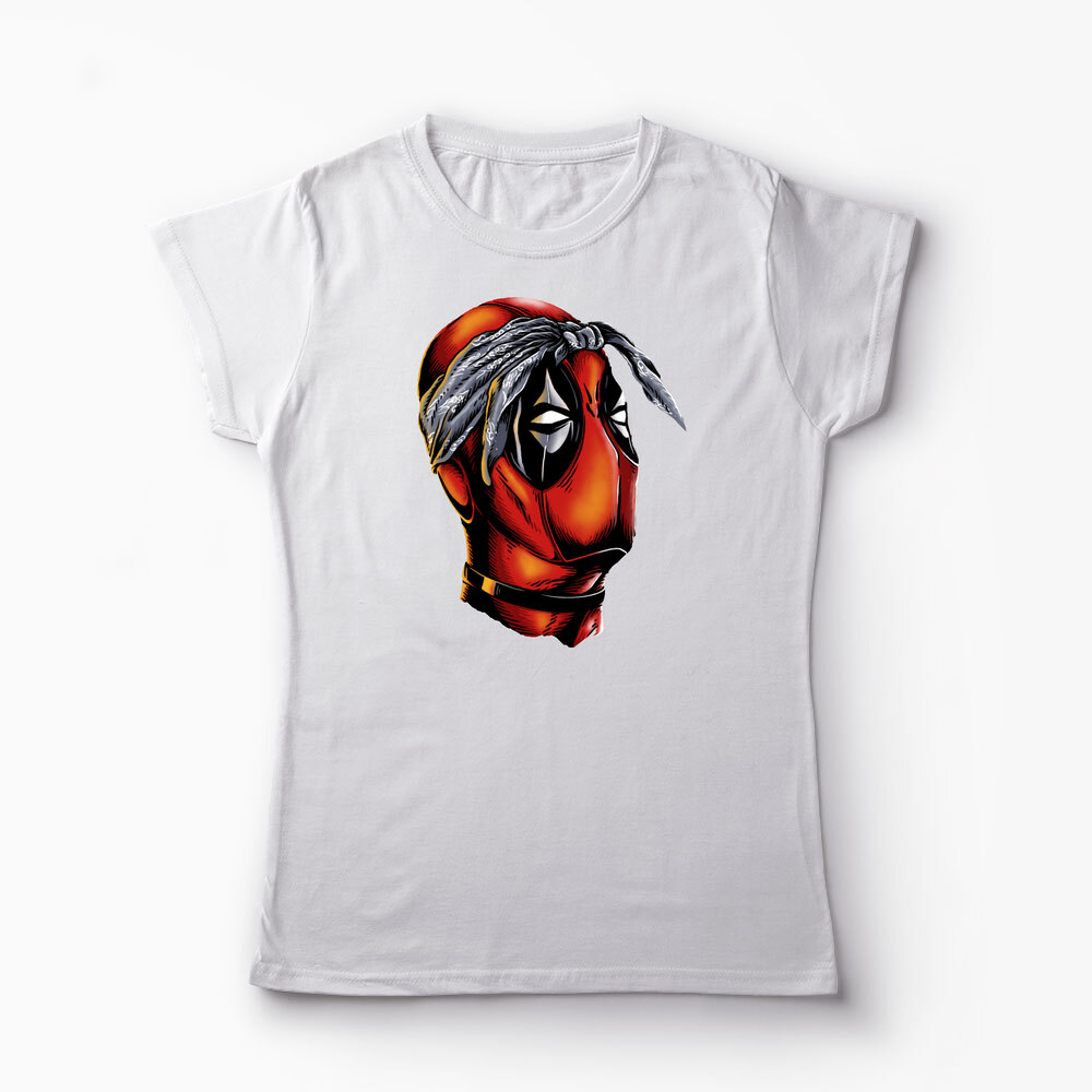 Tricou Personalizat Deadpool Tupac - Femei-Alb