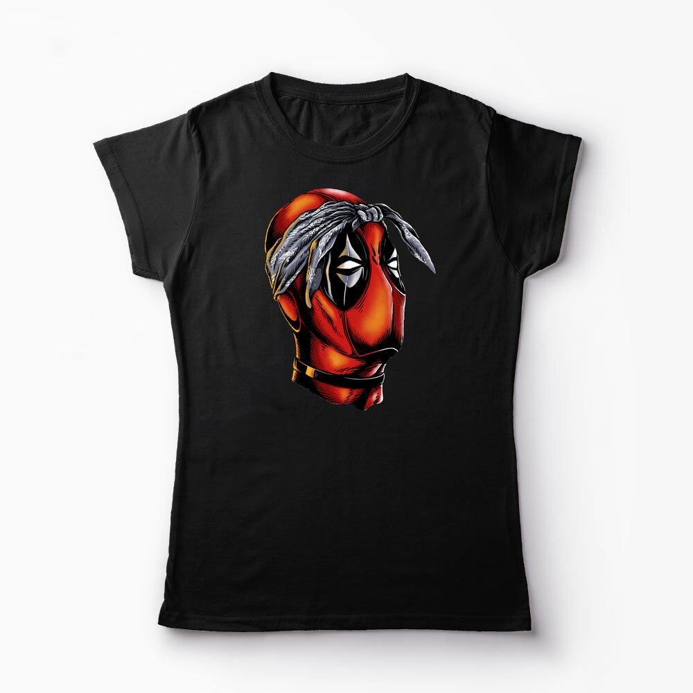 Tricou Personalizat Deadpool Tupac - Femei-Negru