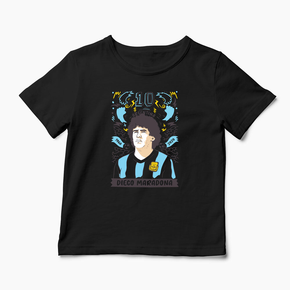 Tricou Personalizat Diego Maradona 10 Argentina - Copii-Negru