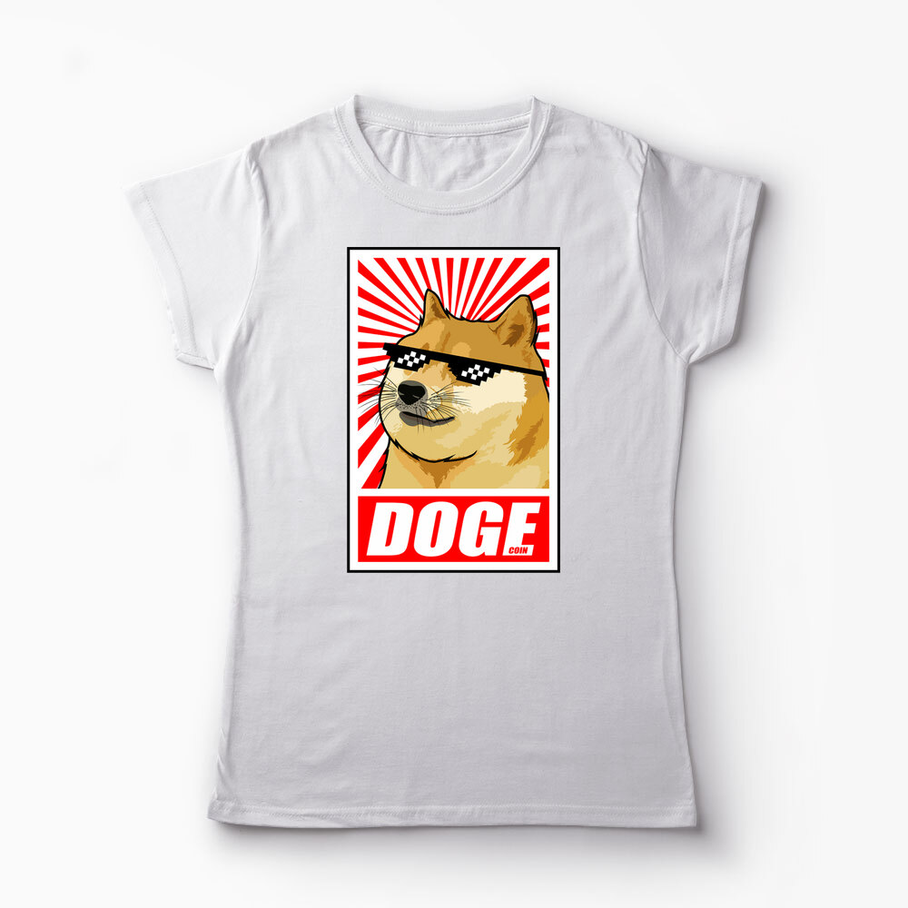 Tricou Personalizat Doge Coin - Femei-Alb