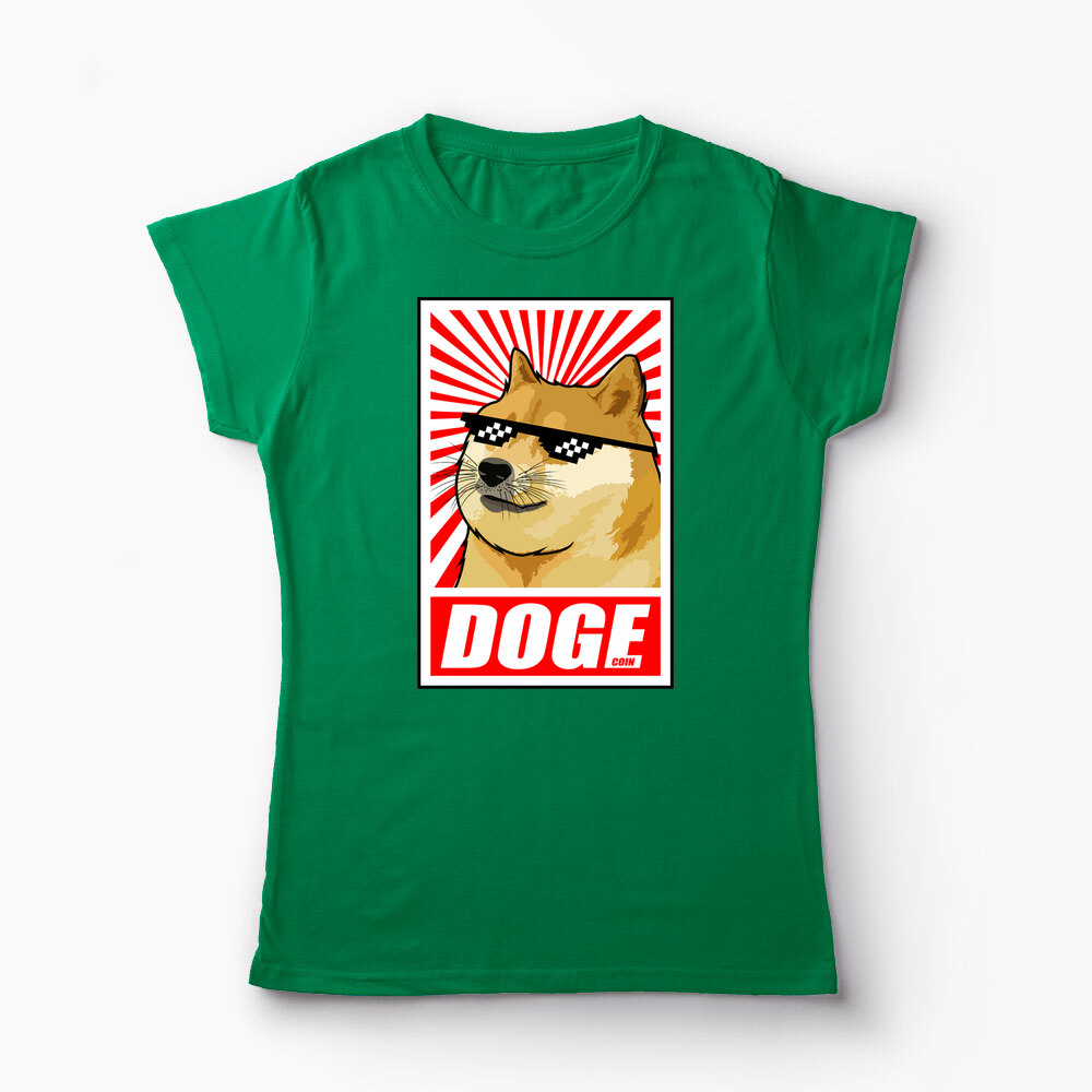 Tricou Personalizat Doge Coin - Femei-Verde