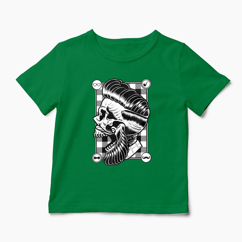 Tricou Personalizat Hipster Skull - Copii-Verde