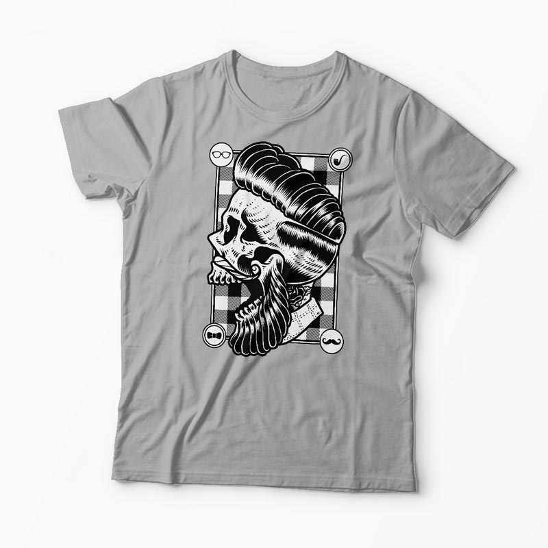 Tricou Personalizat Hipster Skull - Bărbați-Gri