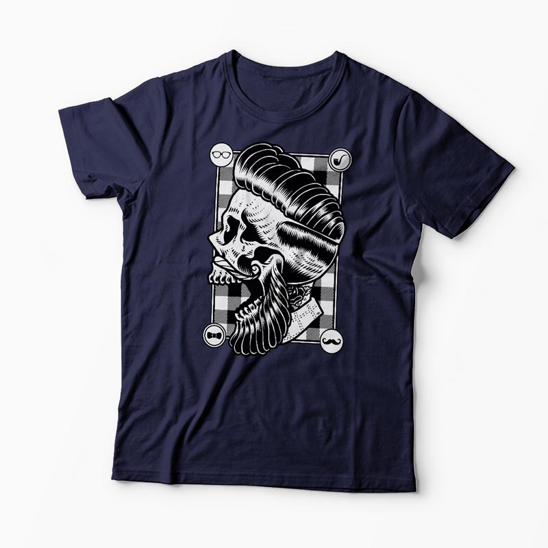 Tricou Personalizat Hipster Skull - Bărbați-Bleumarin