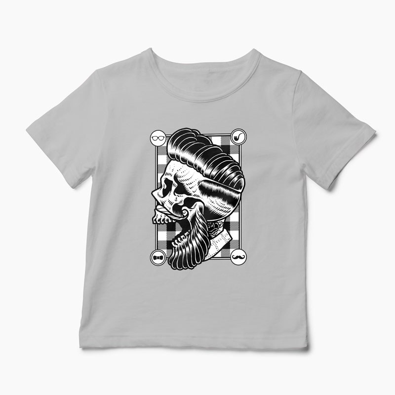 Tricou Personalizat Hipster Skull - Copii-Gri