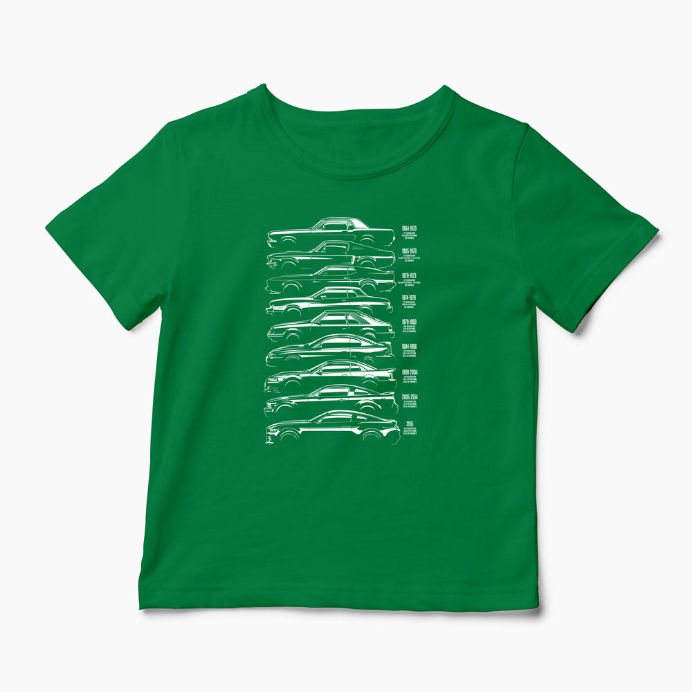 Tricou Personalizat Istoria Mustang-ului - Copii-Verde