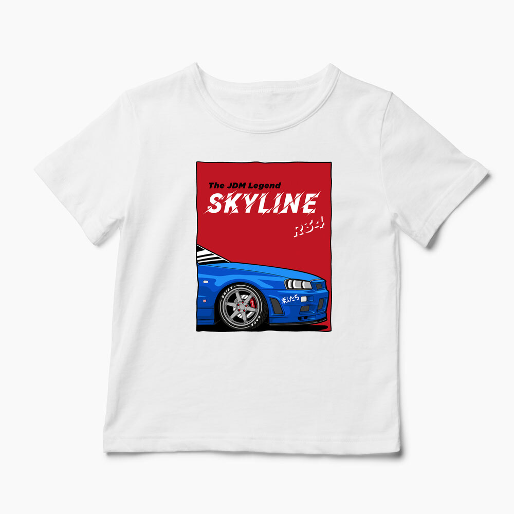 Tricou Personalizat JDM Legend Skyline R34 - Copii-Alb