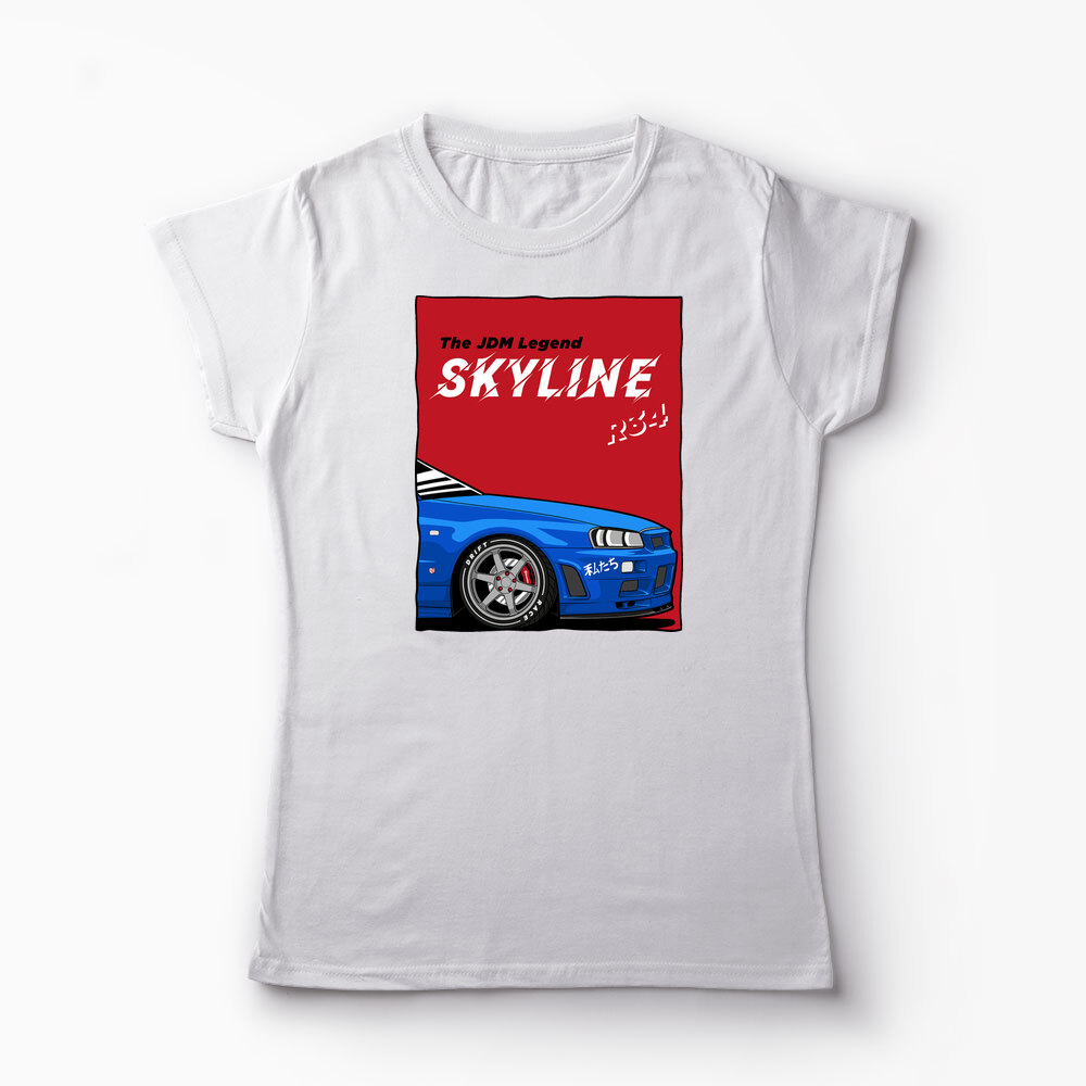 Tricou Personalizat JDM Legend Skyline R34 - Femei-Alb