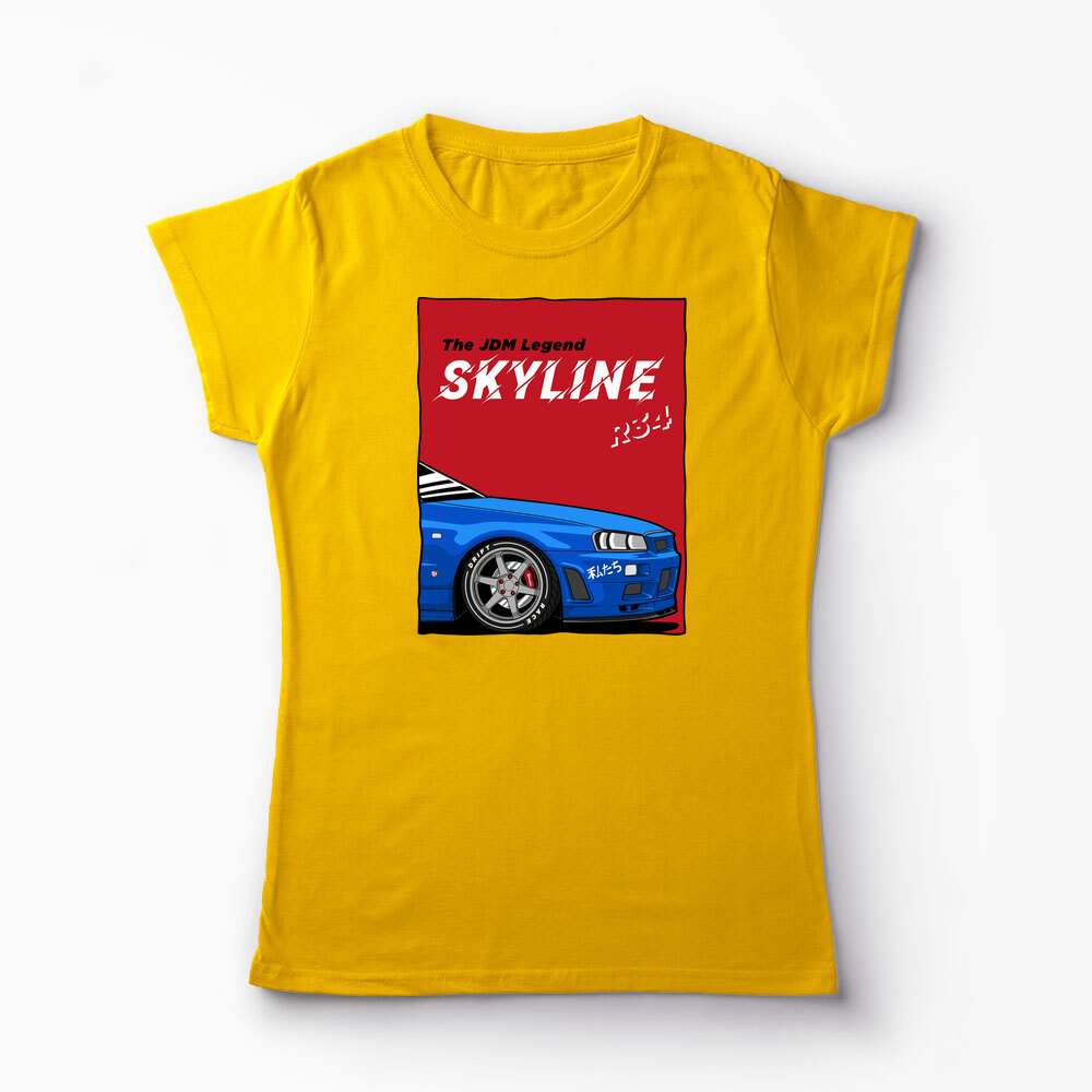 Tricou Personalizat JDM Legend Skyline R34 - Femei-Galben