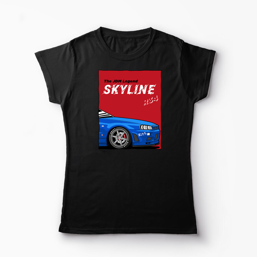 Tricou Personalizat JDM Legend Skyline R34 - Femei-Negru