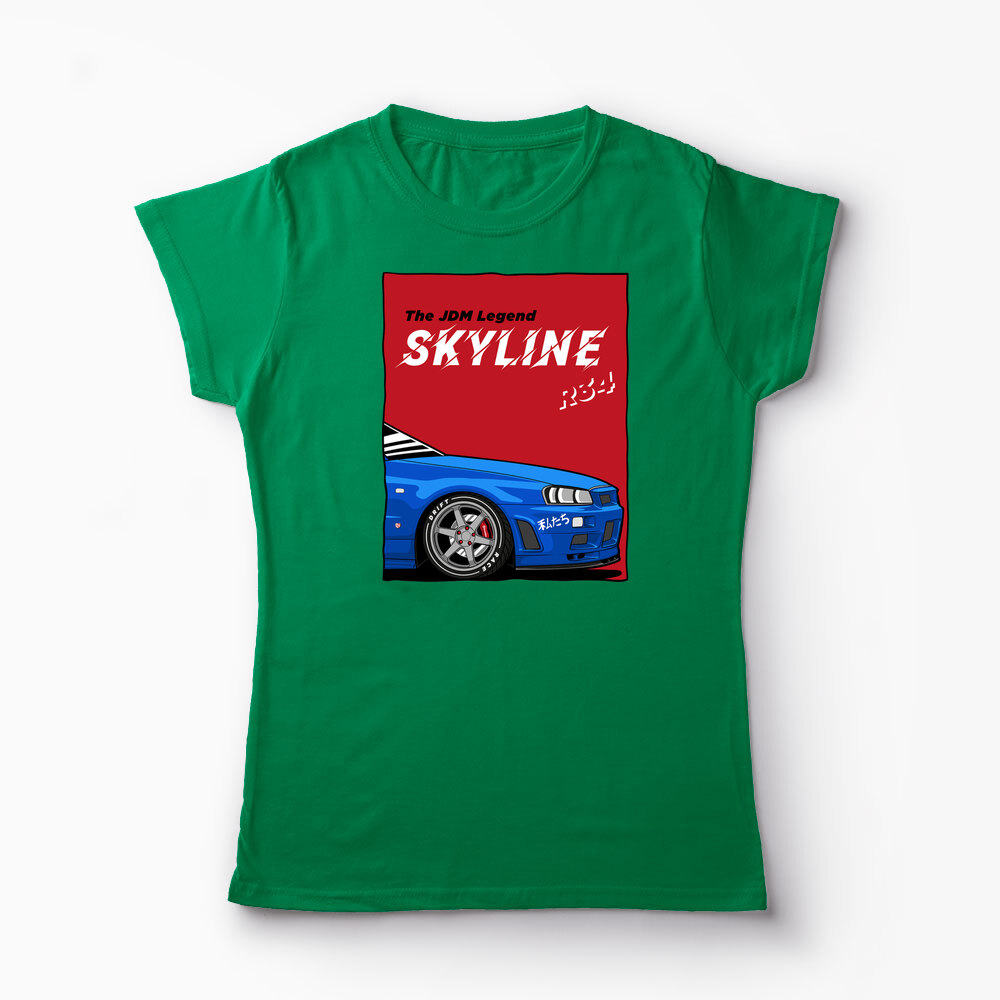 Tricou Personalizat JDM Legend Skyline R34 - Femei-Verde