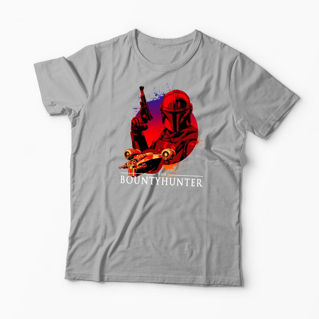 Tricou Personalizat Mandalorian Bounty Hunter - Bărbați-Gri