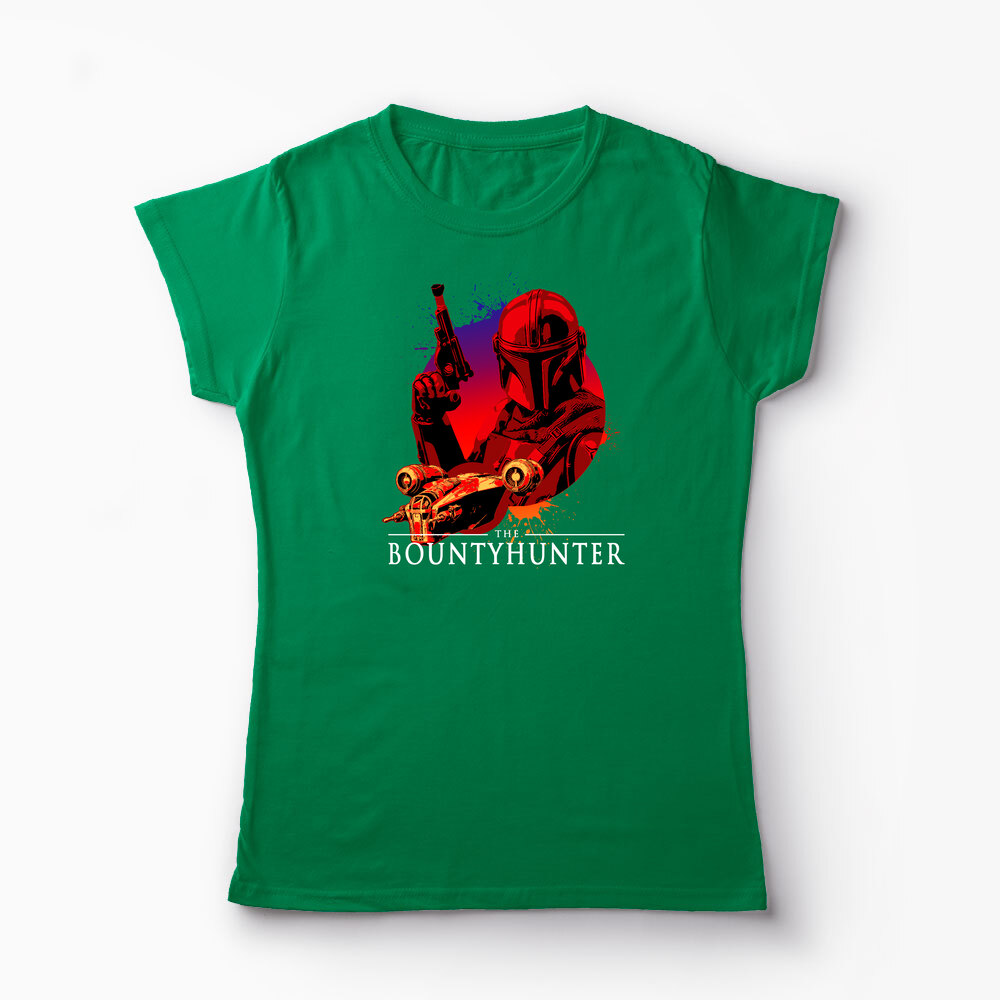 Tricou Personalizat Mandalorian Bounty Hunter - Femei-Verde