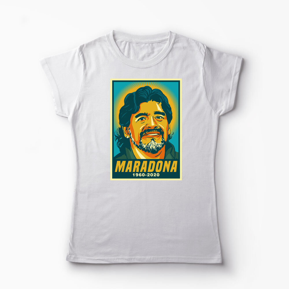 Tricou Personalizat Maradona RIP 1960-2020 - Femei-Alb