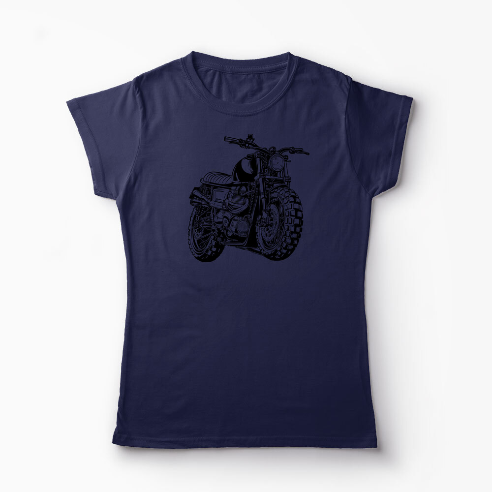 Tricou Personalizat Motocicleta Triumph Scrambler - Femei-Bleumarin