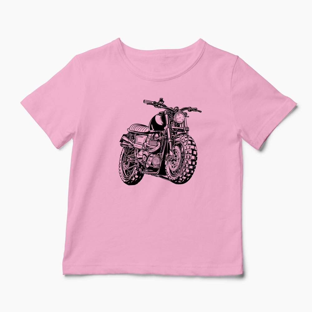 Tricou Personalizat Motocicleta Triumph Scrambler - Copii-Roz