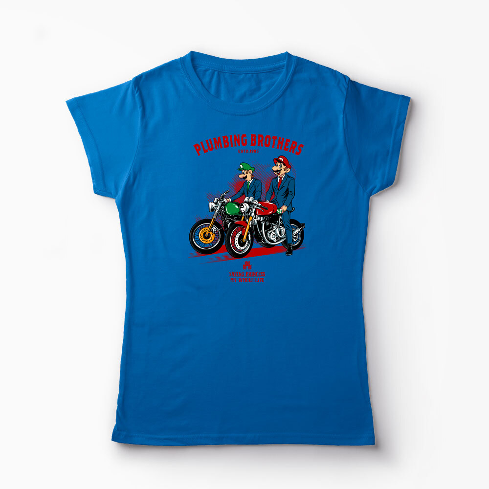 Tricou Personalizat Motocicliști Mario Brothers - Femei-Albastru Regal