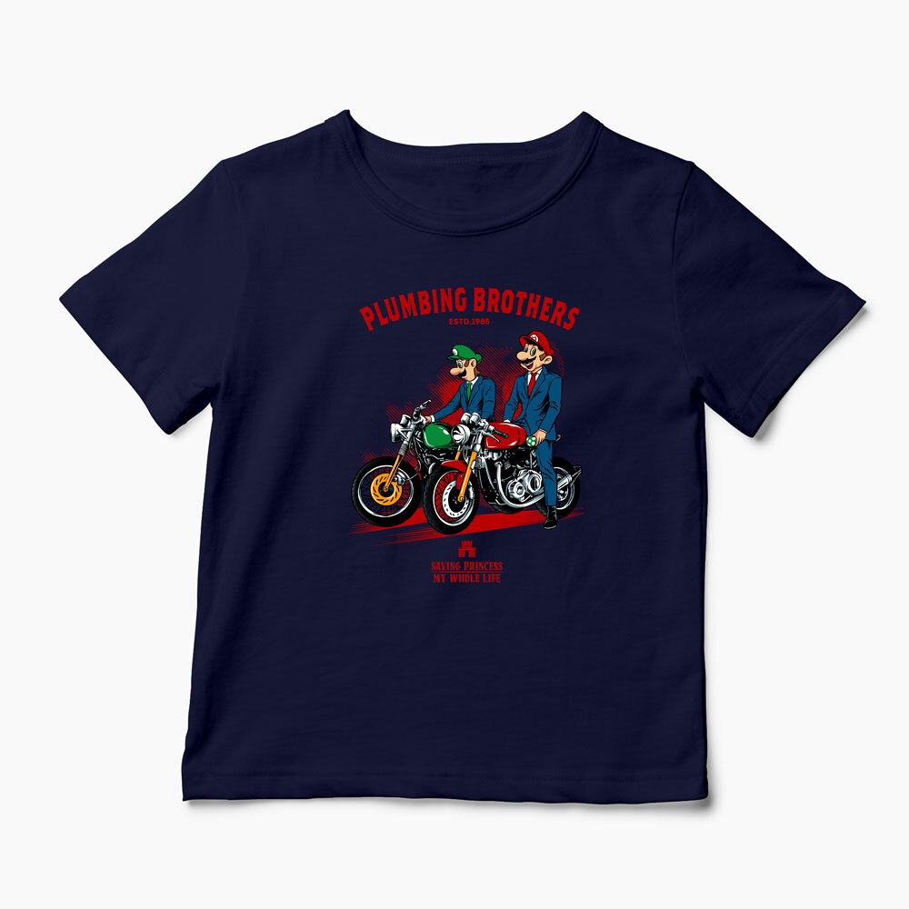 Tricou Personalizat Motocicliști Mario Brothers - Copii-Bleumarin