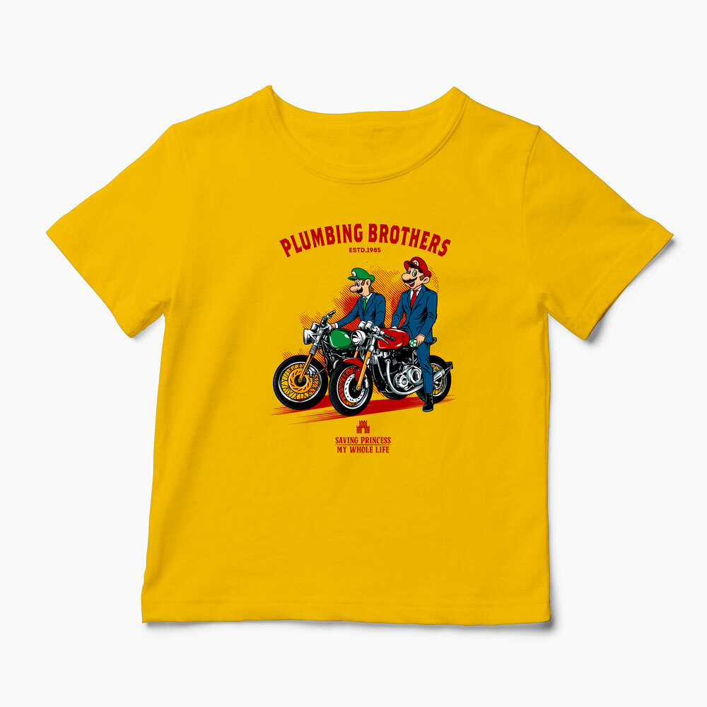 Tricou Personalizat Motocicliști Mario Brothers - Copii-Galben