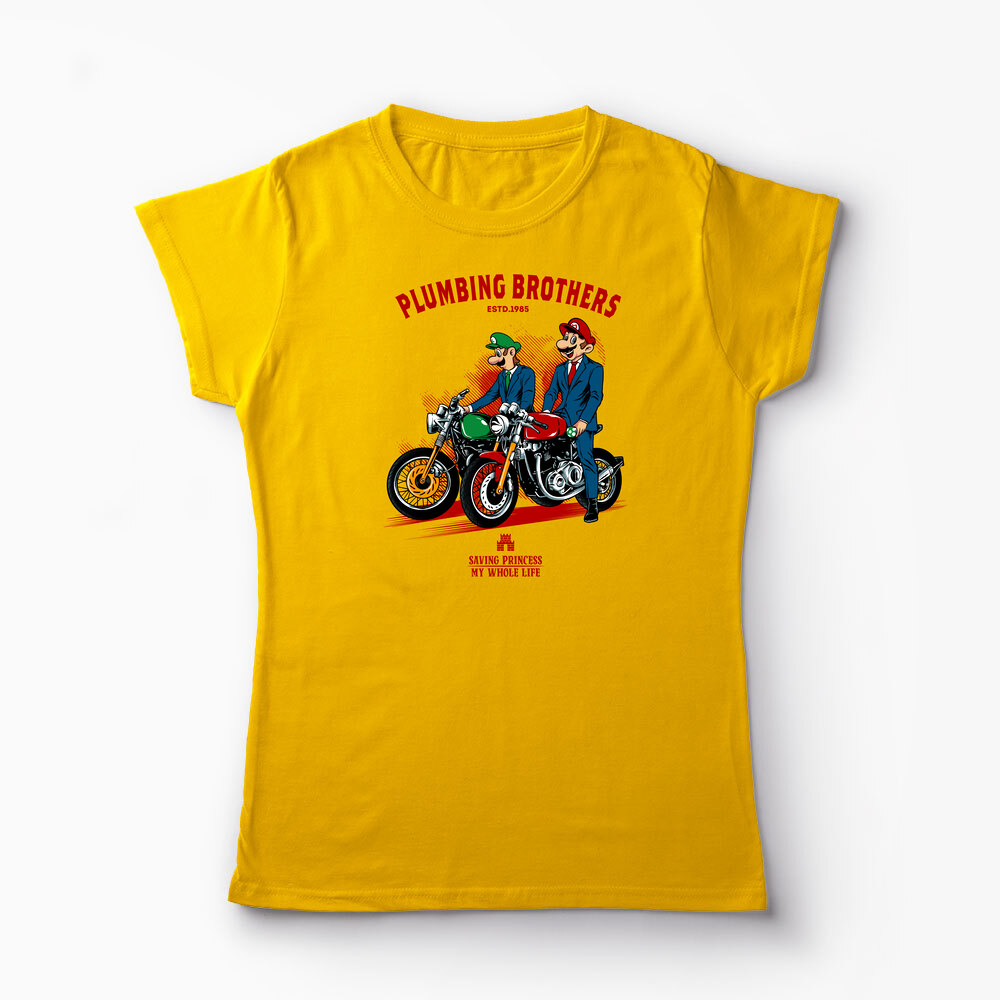 Tricou Personalizat Motocicliști Mario Brothers - Femei-Galben