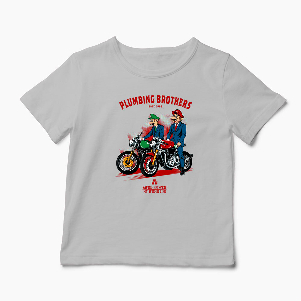 Tricou Personalizat Motocicliști Mario Brothers - Copii-Gri