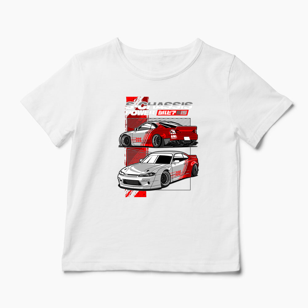 Tricou Personalizat Nissan Silvia S15 Rocket Bunny - Copii-Alb