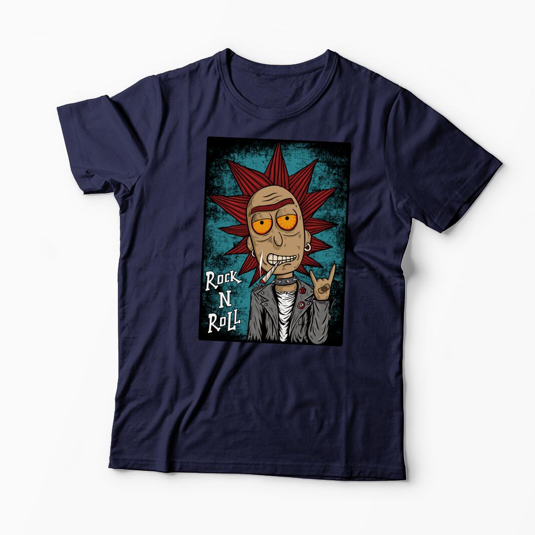 Tricou Personalizat Rick Sanchez Rock N' Roll - Bărbați-Bleumarin