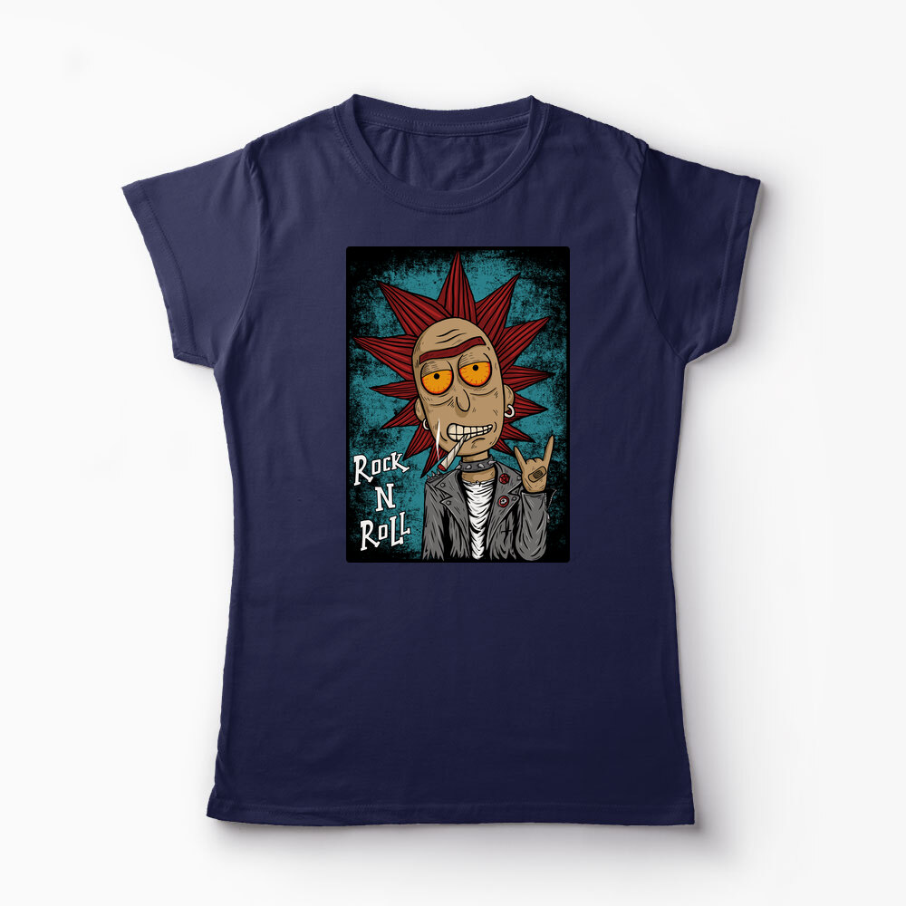 Tricou Personalizat Rick Sanchez Rock N' Roll - Femei-Bleumarin