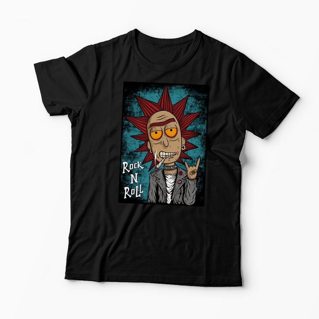 Tricou Personalizat Rick Sanchez Rock N' Roll - Bărbați-Negru