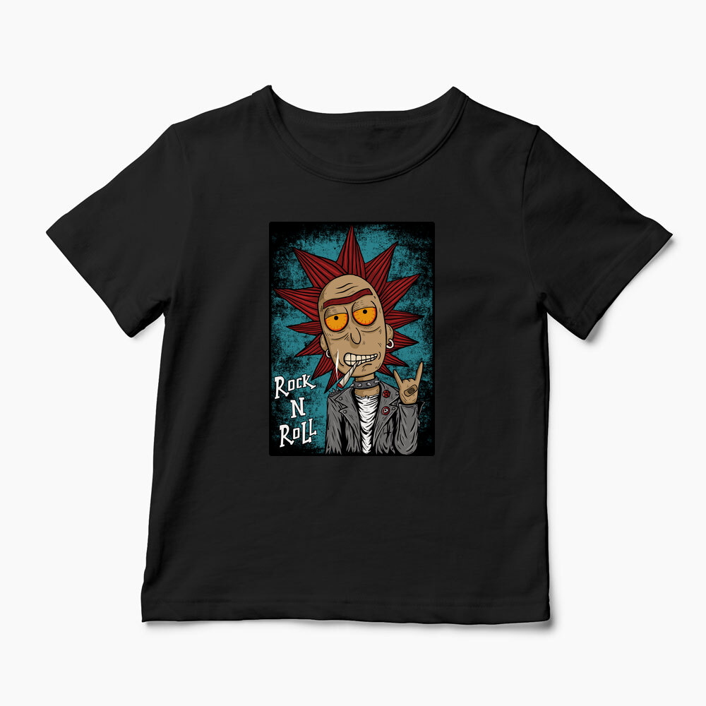 Tricou Personalizat Rick Sanchez Rock N' Roll - Copii-Negru