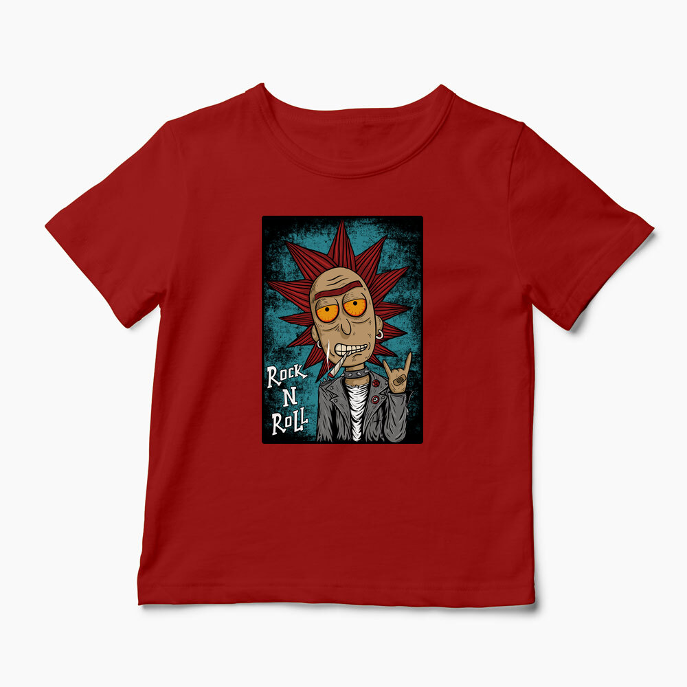 Tricou Personalizat Rick Sanchez Rock N' Roll - Copii-Roșu