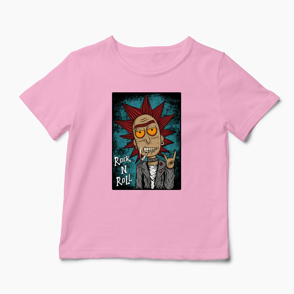 Tricou Personalizat Rick Sanchez Rock N' Roll - Copii-Roz