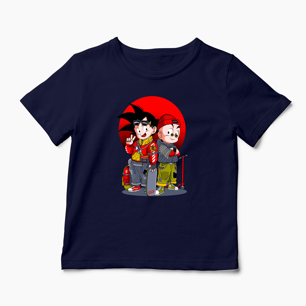 Tricou Personalizat Saiyan Son Goku & Krillin - Copii-Bleumarin