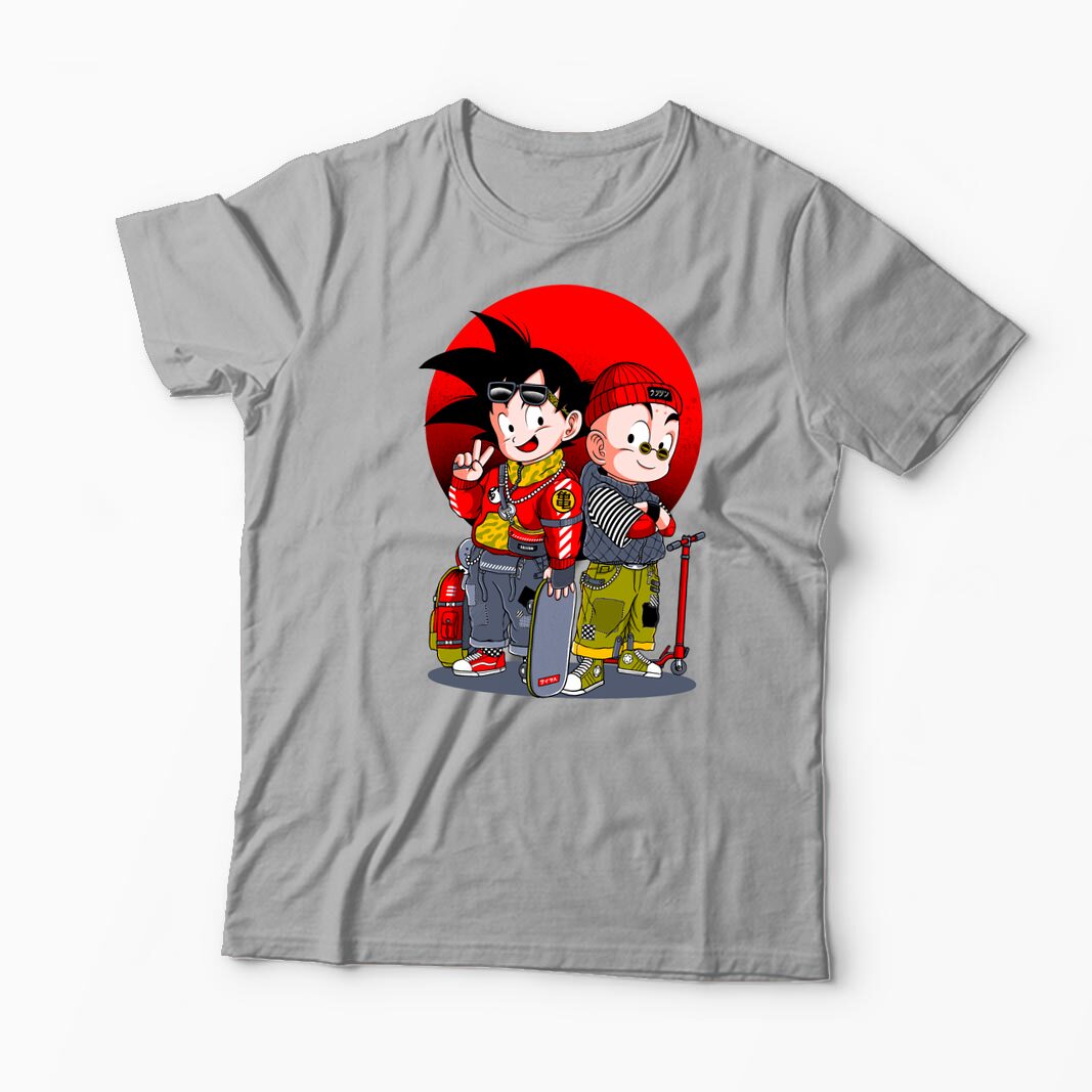 Tricou Personalizat Saiyan Son Goku & Krillin - Bărbați-Gri