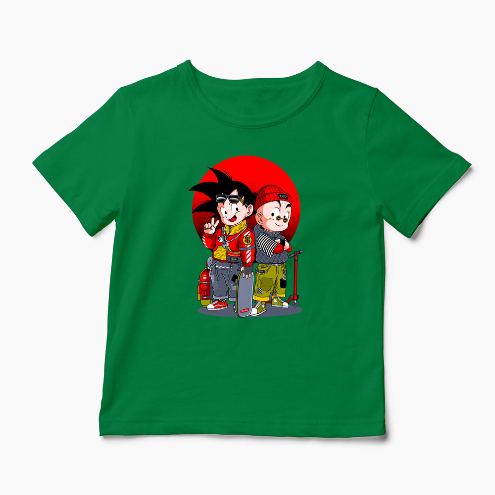 Tricou Personalizat Saiyan Son Goku & Krillin - Copii-Verde